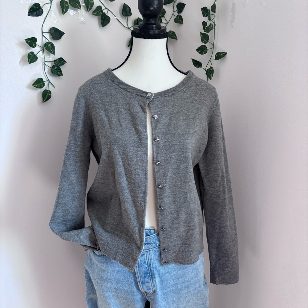 Banana Republic Grey Women's Cardigan Merino Wool Blend Long Sleeve Size L/M